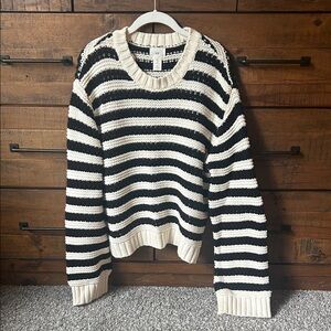 H&M Striped Black and Cream Knit Sweater